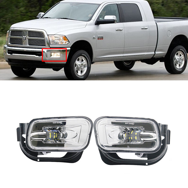 A pair of silver anti-collision fog lights for Dodge for Ram 2500 3500 2010-2018