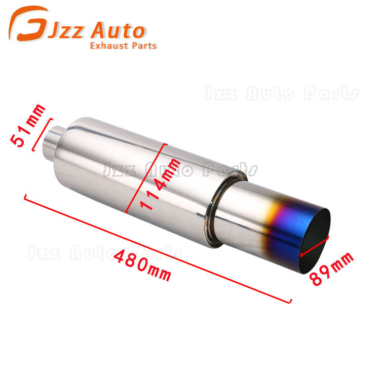 1x 2 Inlet 3.5 OD Great Sound Exhaust Muffler Tips 4.5 Body Resonator Blue
