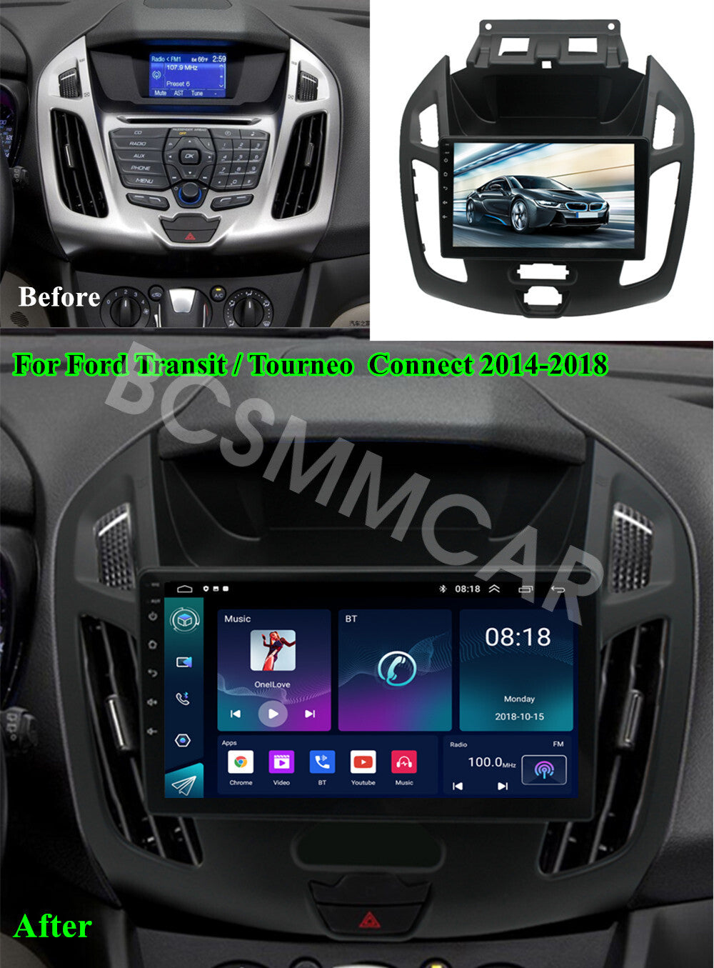 Fit For 2014-2018 for Ford Transit Connect Stereo Wifi Radio Touch Screen Nav FM/RDS