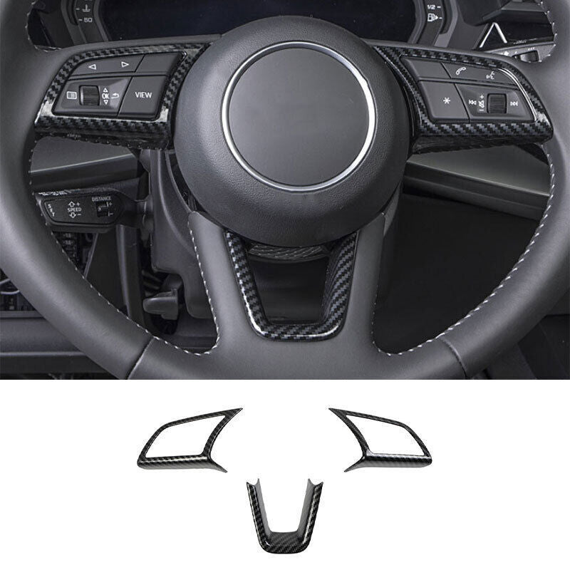 for Audi A3 2022-24 ABS Carbon Fiber Steering Wheel Strip Molding Cover Trim 3P