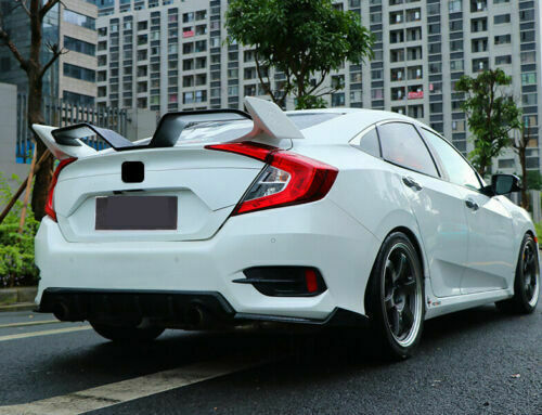 for Honda for Civic Sedan 2016-2021 Black Rear Spoiler Lip Tail Wing Bar Gull Wing