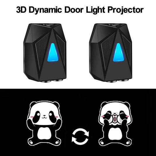 2 Dynamic Universal Wireless Car LED Door Light Cute for Panda Logo Shadow Projector