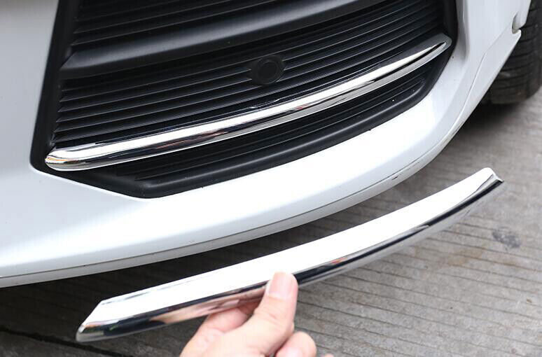 Fit for Audi Q3 2013-18 ABS Chrome Front Bumper Fog Lamp Light Strip Trims 4PCS