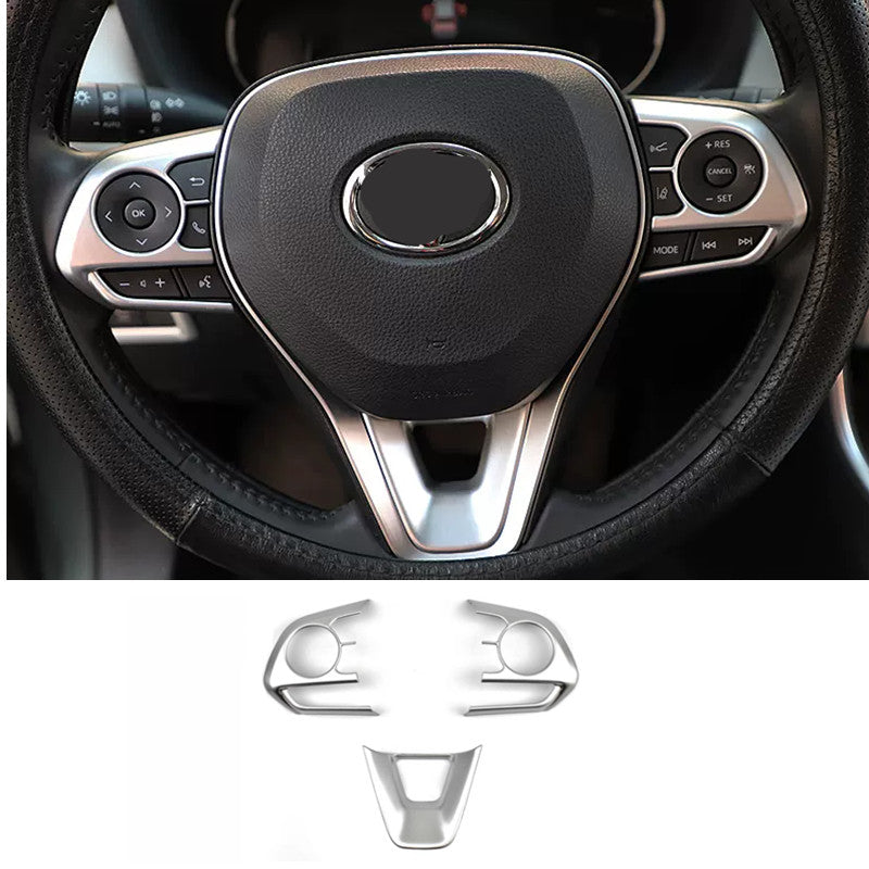 Steering wheel trim 3-piece ABS matte finish for Toyota RAV4 2019-2024