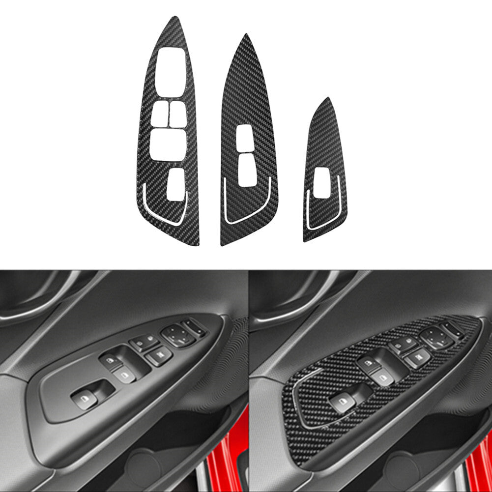 3x Carbon Fiber Door Control Switch Trim Cover for Hyundai for Veloster JS 2019-2022