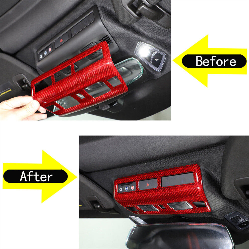 Red Carbon Fiber Reading Light Lamp Panel Trim for Chevrolet for Corvette C8 2020-24