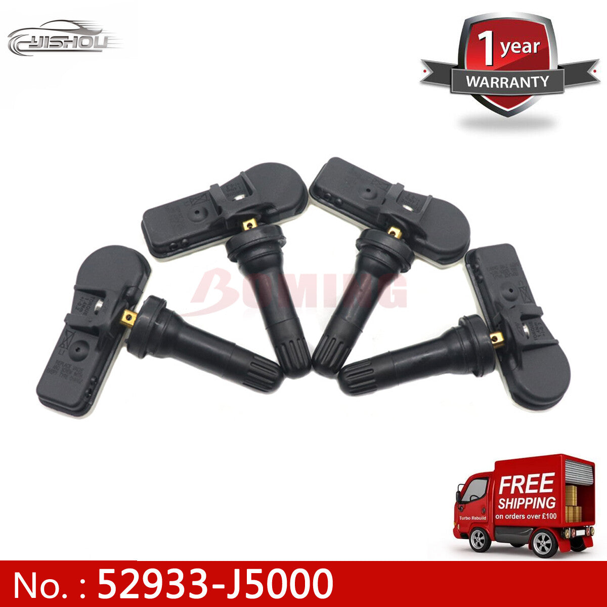 4 x 52933-J5000 Tire Pressure Sensors 433MHz for Kia Stinger 17-18 for Genesis G7