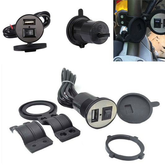Universal Motorcycle Bike ATV Button Cell Phone GPS Mount Holder USB Charger Kit