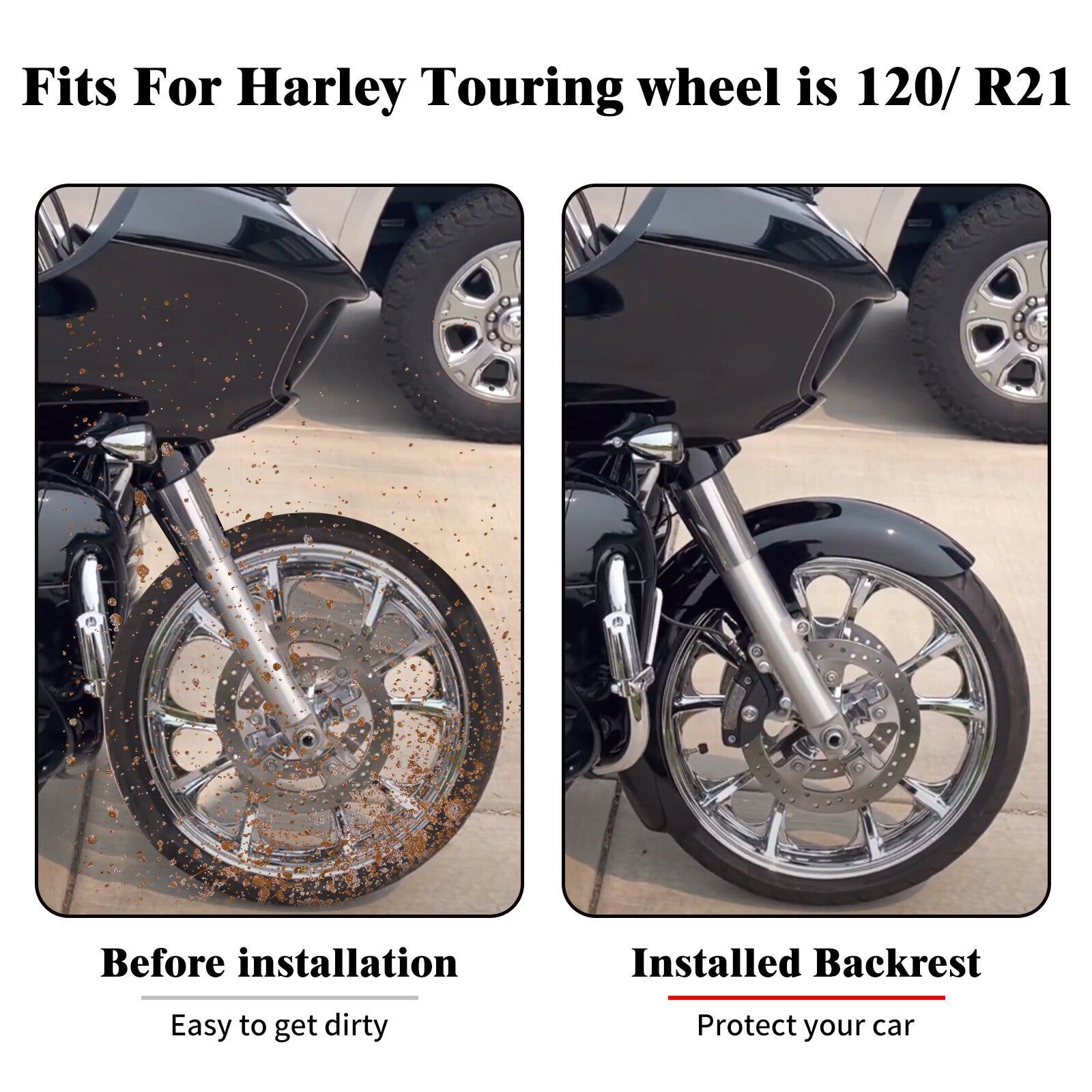 120 R21 Wrap Front Unpainted Fender Fit for Harley Touring Glide FLH 1986-later