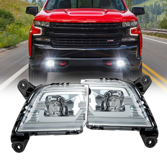 Suitable for 2019-2022 for Chevrolet Silverado 1500 2500HD 3500HD LED fog lights with wiring + switch.