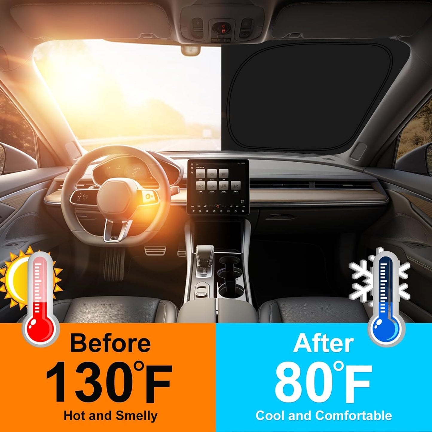 Fit 2022-2025 for Hyundai Ioniq 5 Car Front Windshield Sun Shade Reflective UV Cover