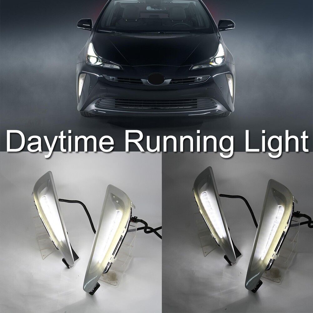 LED DRL Daytime Running Light Fog Lamps W/Wiring for for Toyota Prius 2019-2020