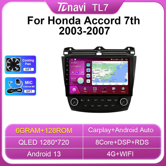 for Honda for Accord 7 2003-2007 Car Radio CarPlay Android GPS Multimedia Screen