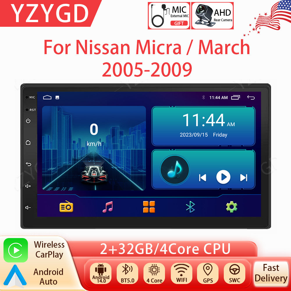 7inch Android Auto CarPlay for Nissan Micra/March 2005-2009 Stereo Car Radio GPS