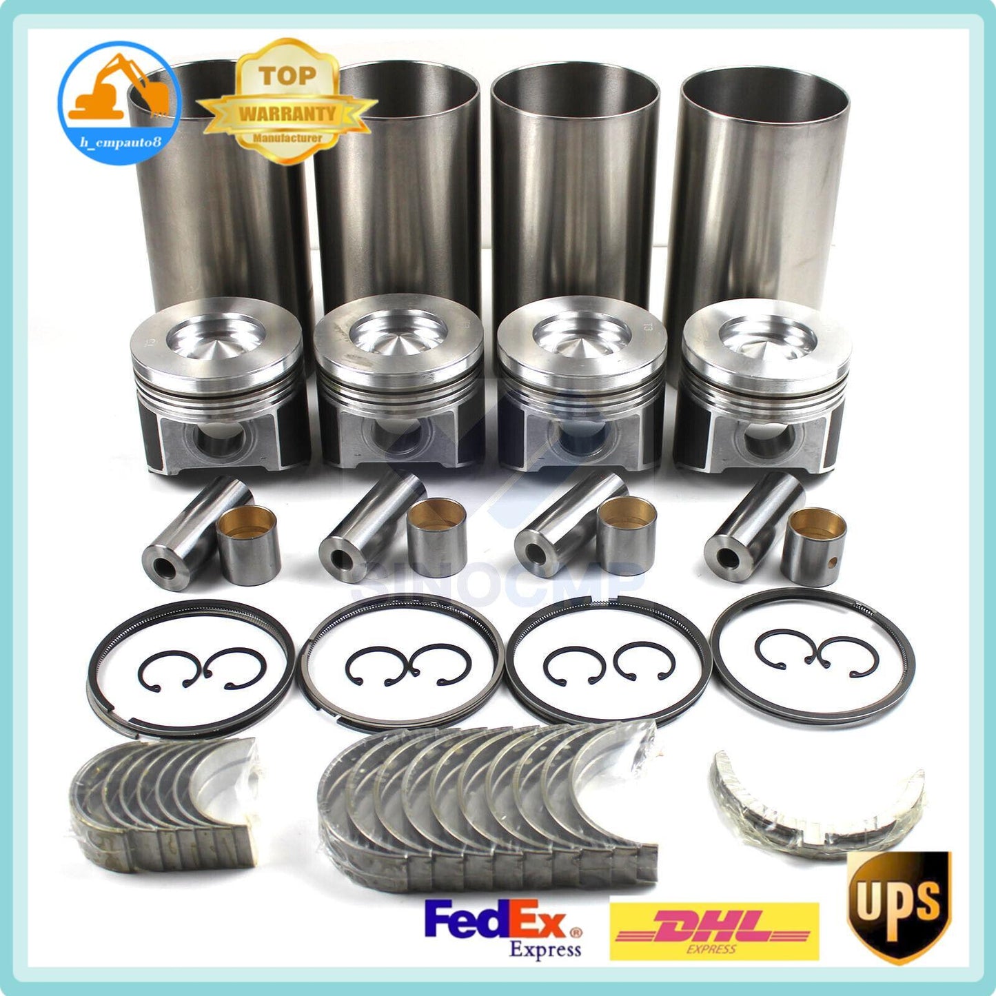 Engine Overhaul Rebuild Kit for KUBOTA Tractor M7950 V4300 V4300-3A w/Gasket DHL