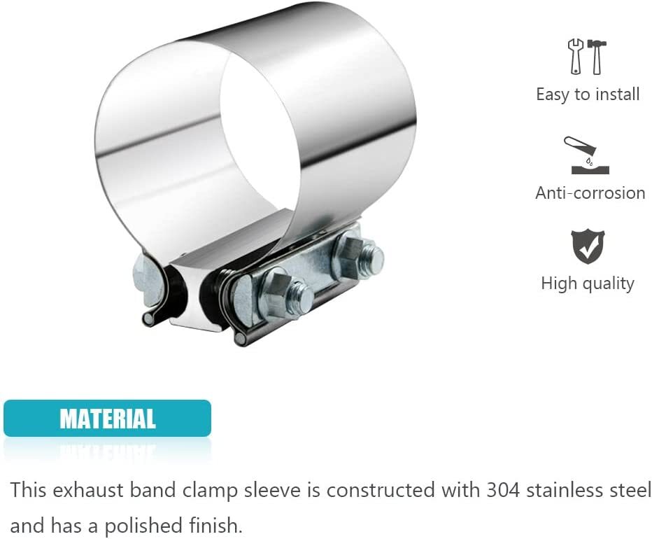 2.5-inch exhaust clip with 2.5-inch SS304 coupling muffler with clip