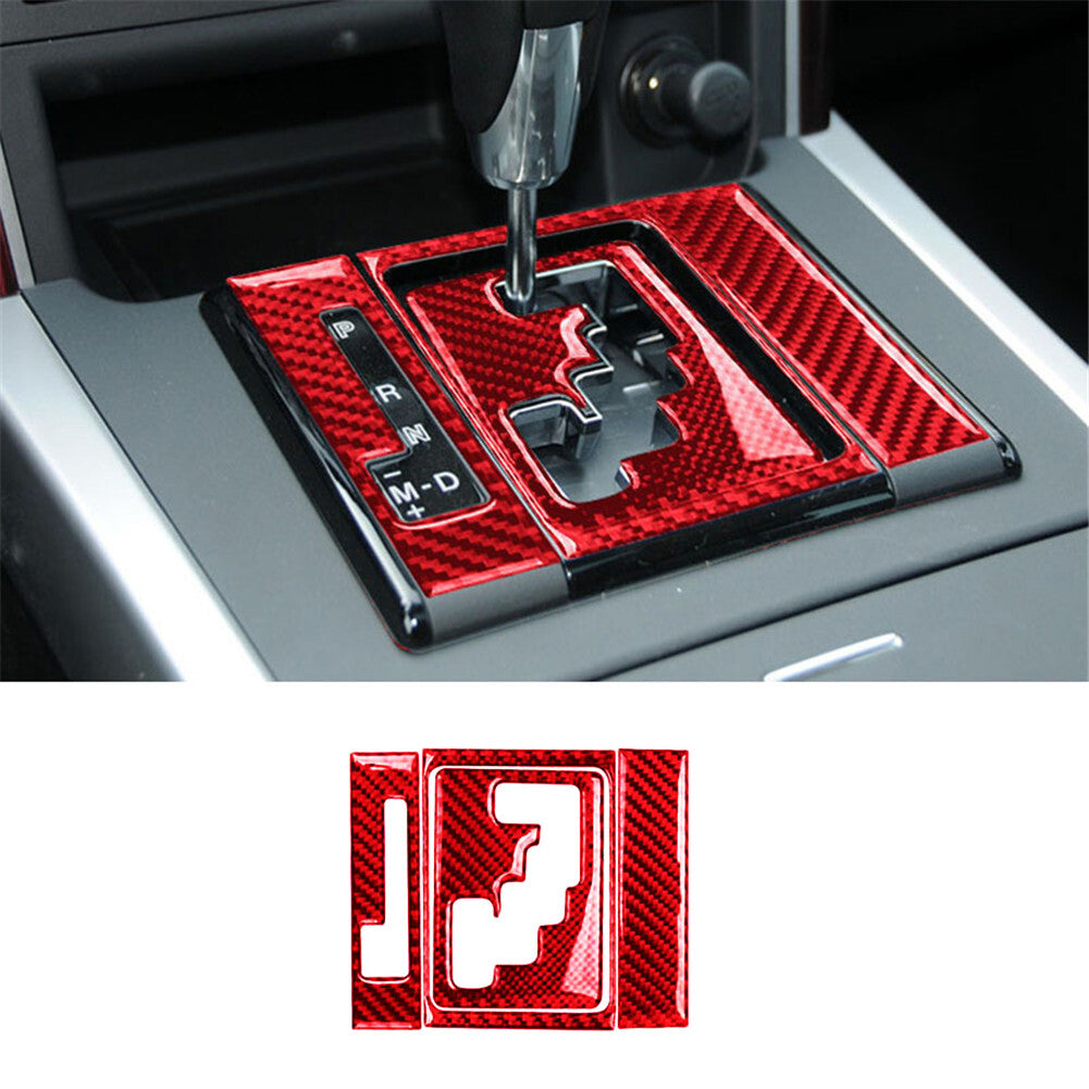 4PCS Red Carbon Fiber Interior Gear Shift Cover Trim for Mazda CX-9 2010-2015