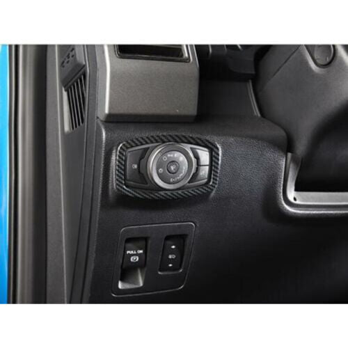 for Ford F150 F-150 2015-2020 Carbon Fiber Headlight Switch Trim Frame Cover ABS