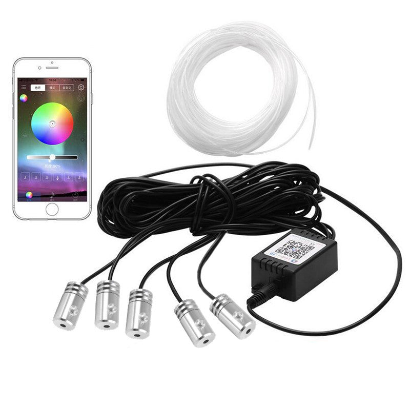 5In1 Car Phone APP Control RGB Neon LED Strip Light Tube Atmosphere Decor Lamp