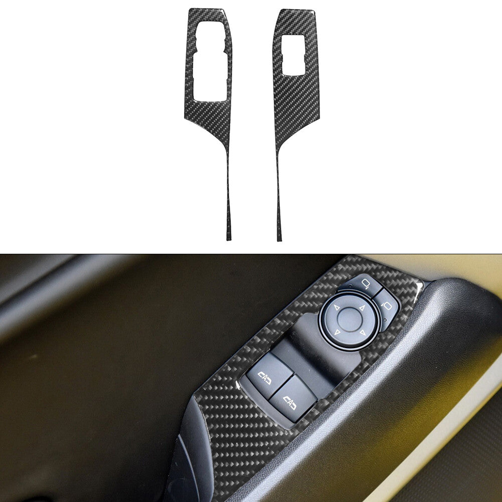 2Pcs Carbon Fiber Window Lift Control Trim for Chevrolet Camaro 2016-2018 Type B