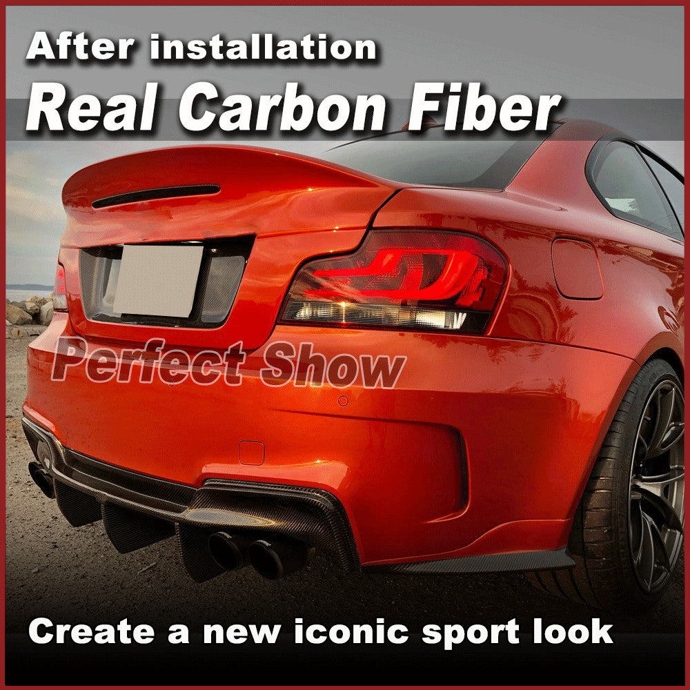Fit for BMW E82 1M Coupe 2011-2019 REAL Carbon Rear Bumper Diffuser Lip Spoiler
