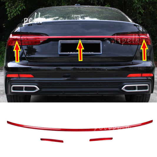 for Audi A6 C8 2019-23 Red Steel Rear DoorTail Light Molding Trim Strip Cover3
