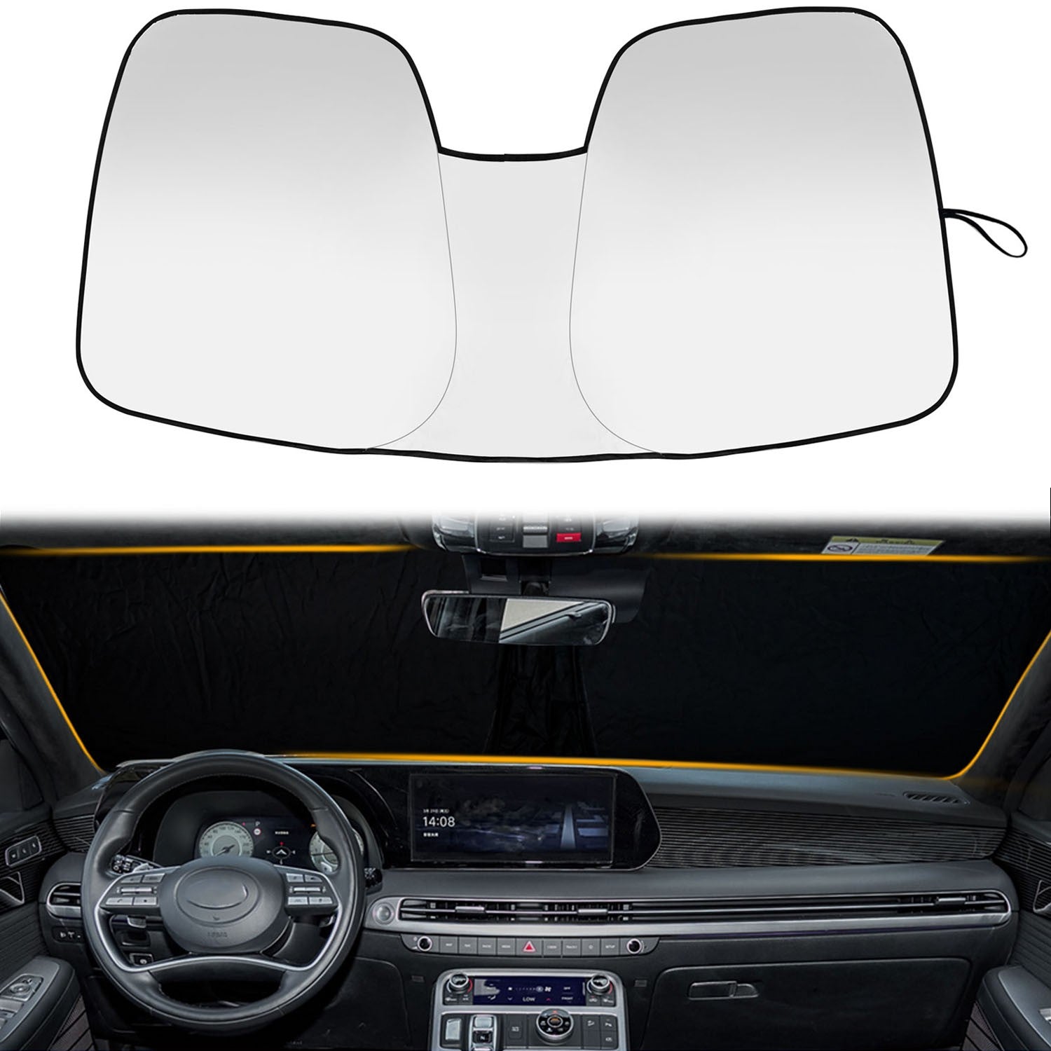for Hyundai Palisade 2020-2025 Windshield Sun Cover Foldable Sunshade Blocks UV