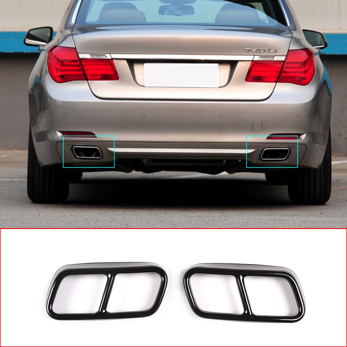 Black Dual Outlet Exhaust Muffler Pipe for BMW 7 Series F01 F02 F04 2009-2014