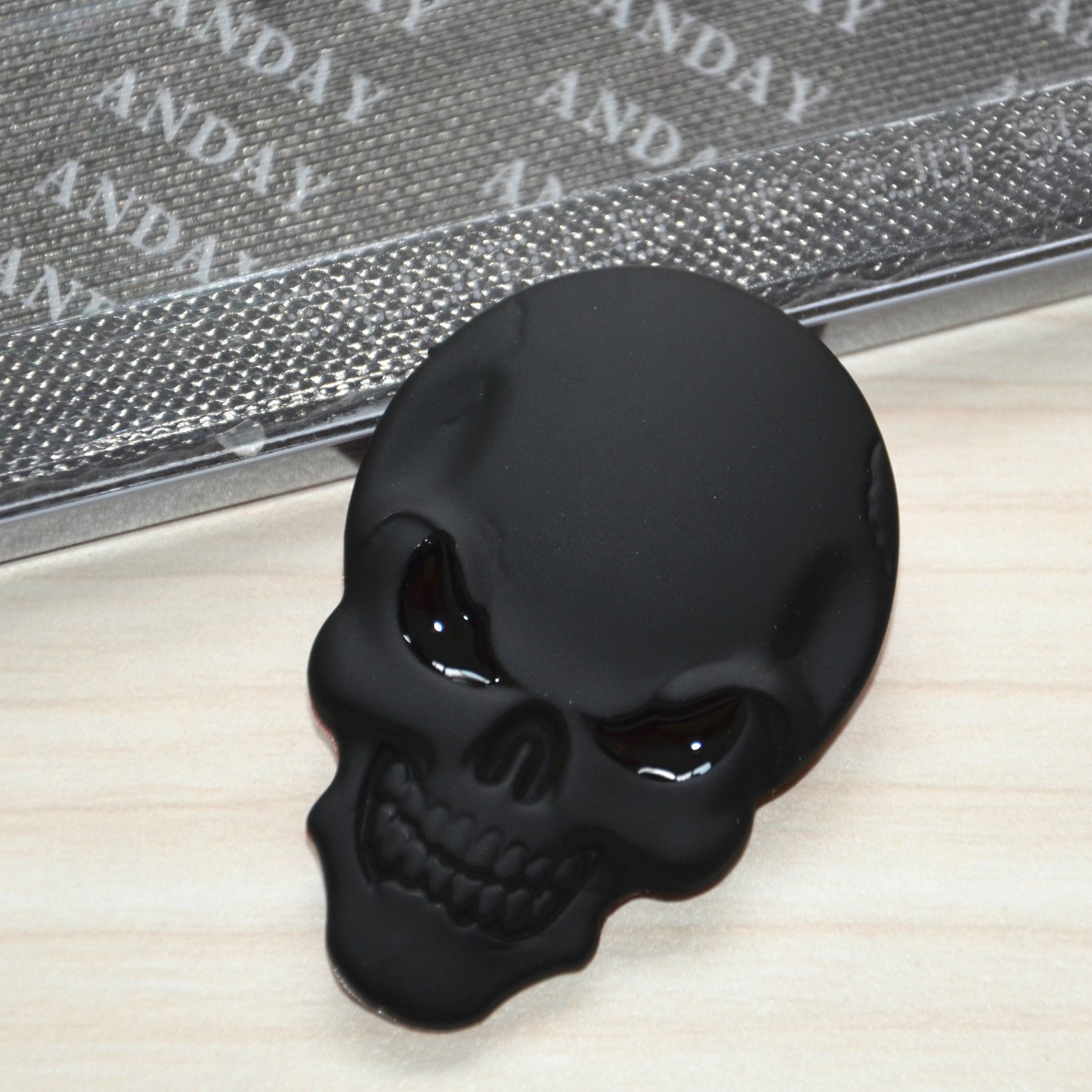 1x Black Metal Cover 3D Skull Demon Sticker Car Bady Metal Emblem Badge
