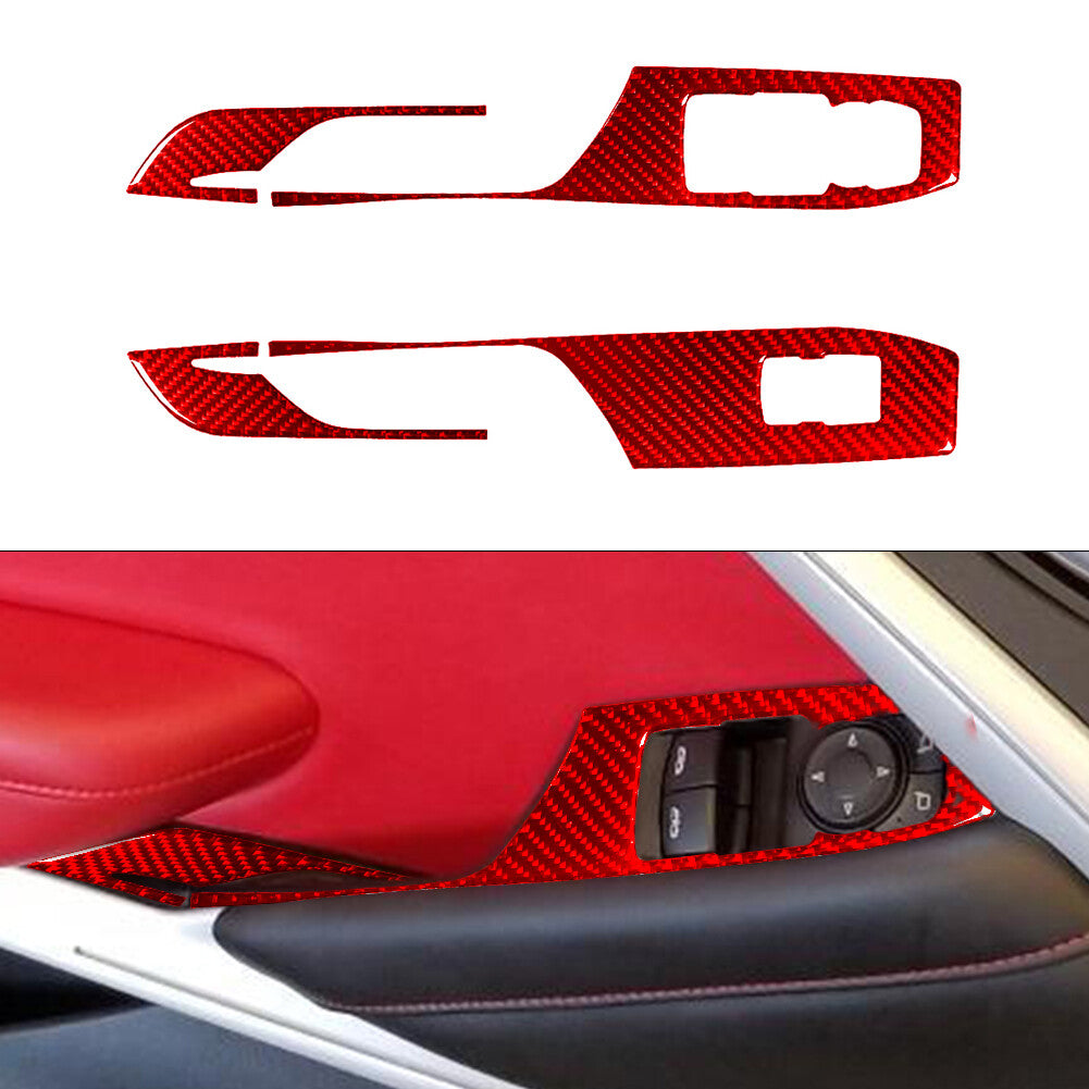 Carbon Fiber Window Lift Panel Switch Cover Trim for Chevrolet Camaro 16-18 Red