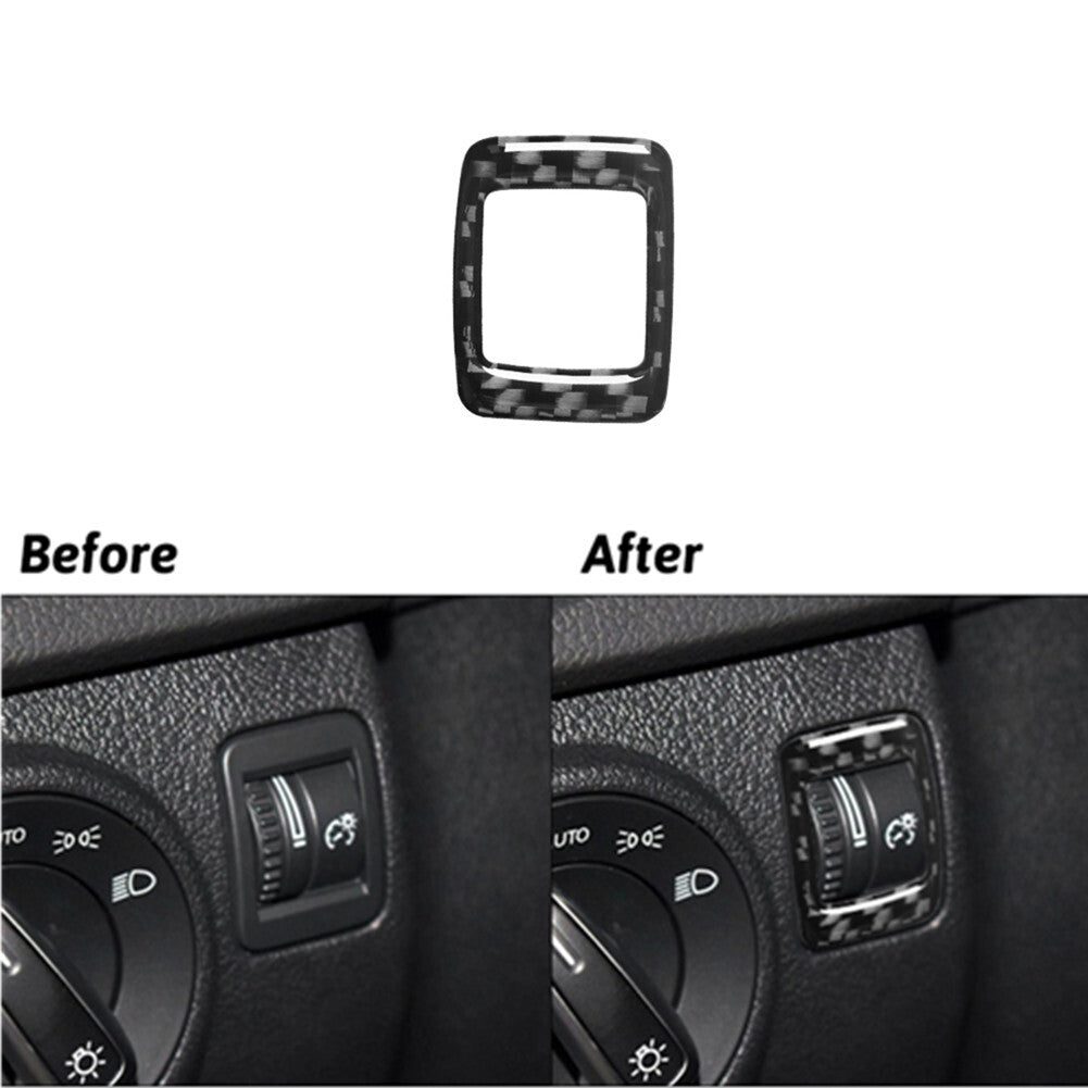 Carbon Fiber Dim Light Switch Frame Cover Trim for Volkswagen for Tiguan 2013-2017