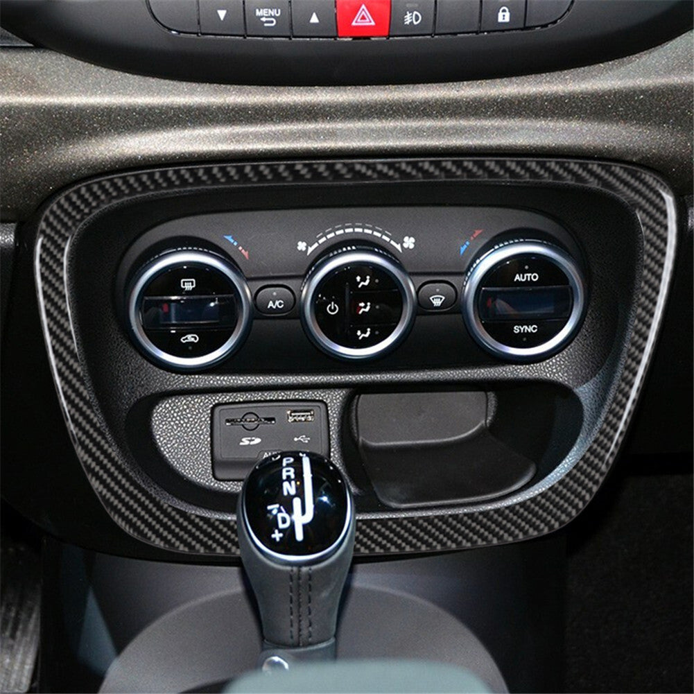 Carbon Fiber Climate Control Surround Panel Cover Trim for Fiat 500L 2014-2017