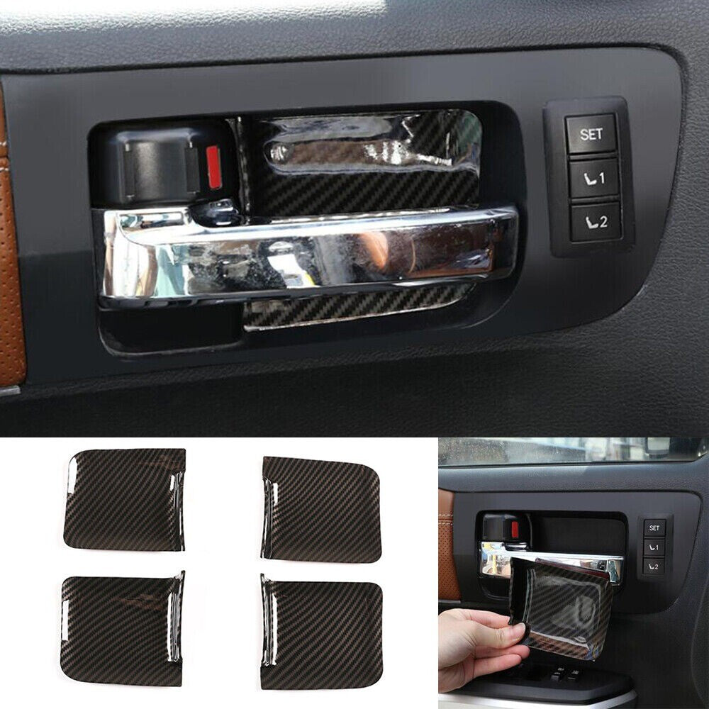 Carbon Fiber ABS Car Interior Door Handle Bowl Cover For T@yota Tundr@ 2014-2021