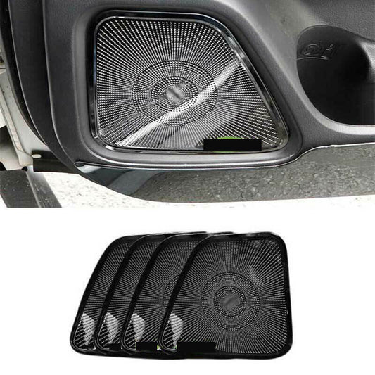 for Mitsubishi Outlander 13-21 Black Steel Inner Door Speaker Ring Cover Trim 4x