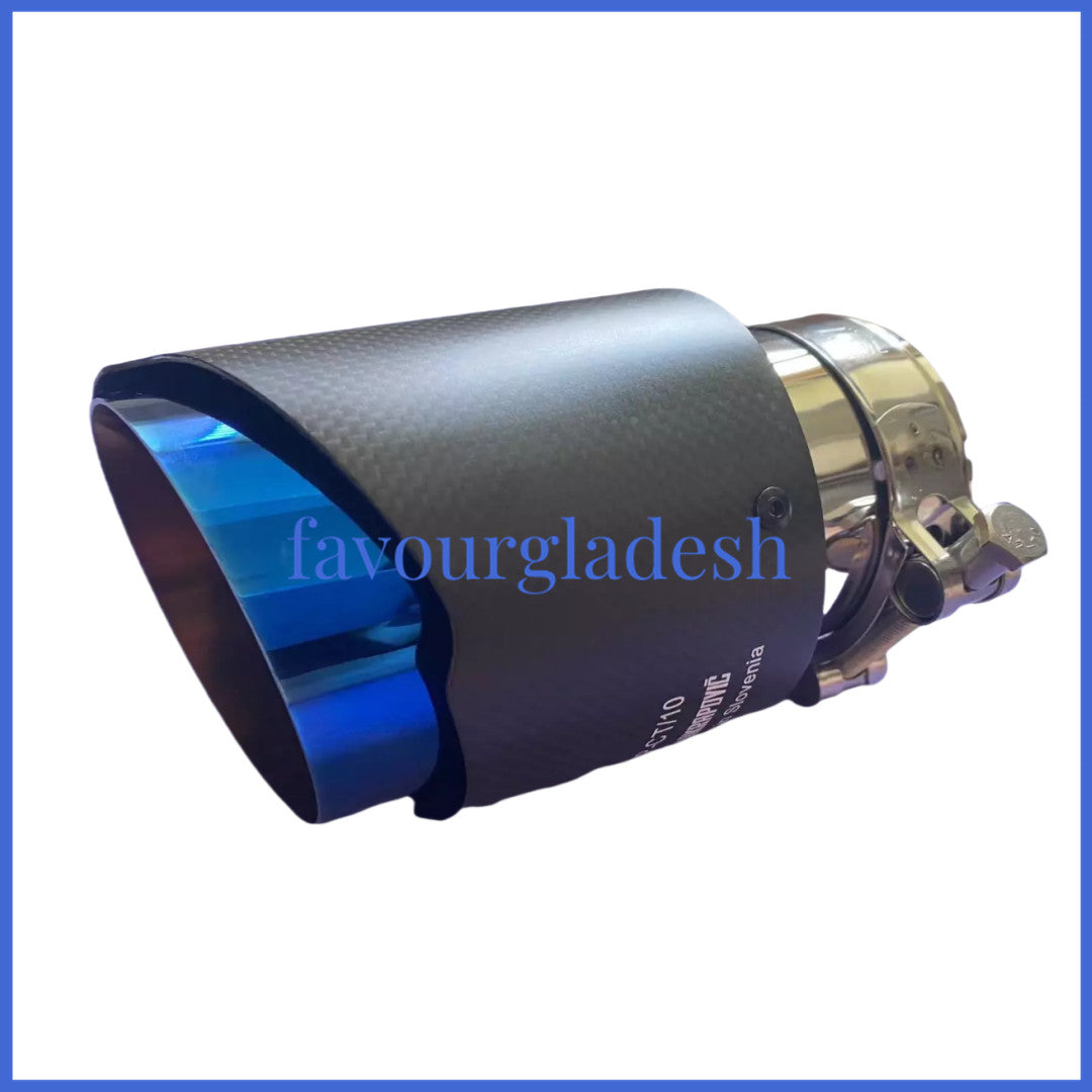 2PCS Akrapovic Matt Carbon Fiber Exhaust tip 63-101mm Universal Blue End pipe