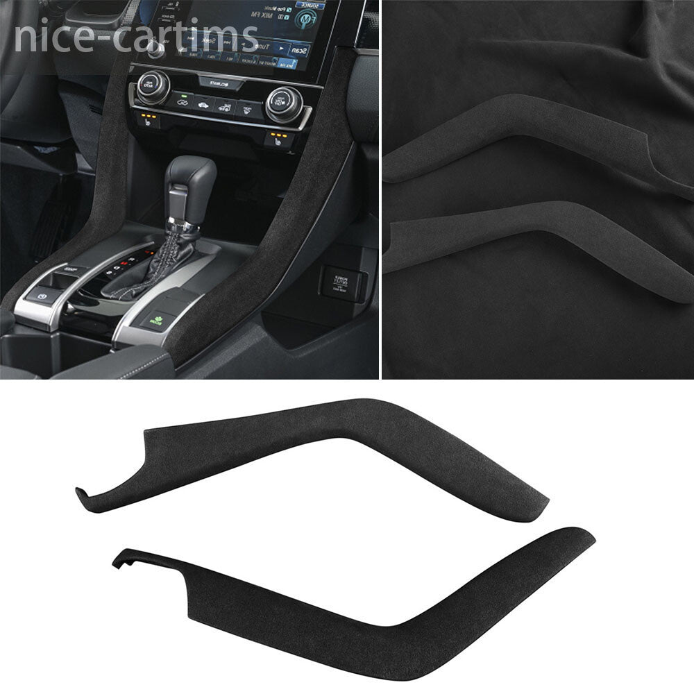 Suede Black Gray Central Control Gear Shift Side Trim for Honda for Civic 10th 16-21