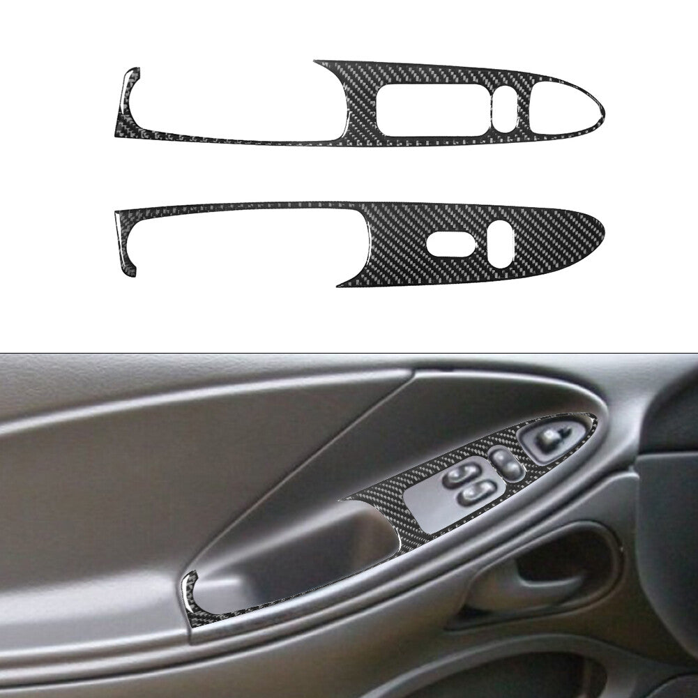 Carbon Fiber Window Lift Switch Cover Trim for Ford for Mustang Convertible 2001-04