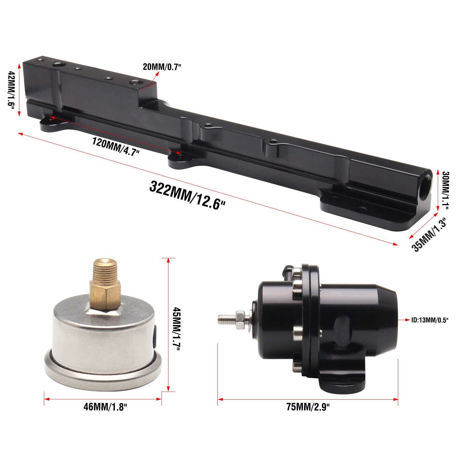 High Fuel Pressure Regulator Gauge Rail Line For B-Series B16 B18 B20 Si LS GSR