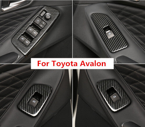 Carbon Fiber 4X Window Lift Switch Panel Cover Trim for Toyota for Avalon 2019 -2021