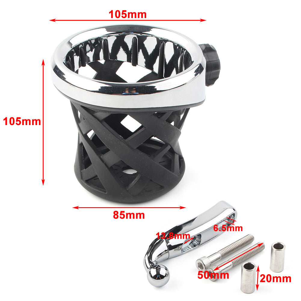 Motorcycle Handlebar Cup Holder Drink W/ Mesh Basket Mount for Harley Universal