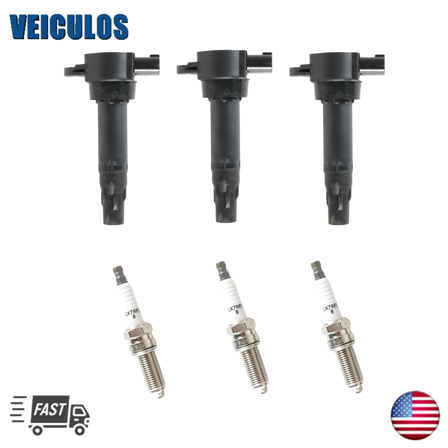 3X Ignition Coil  Platnium Spark Plug for 2008-2015 for Smart Fortwo 1.0L L3 UF681