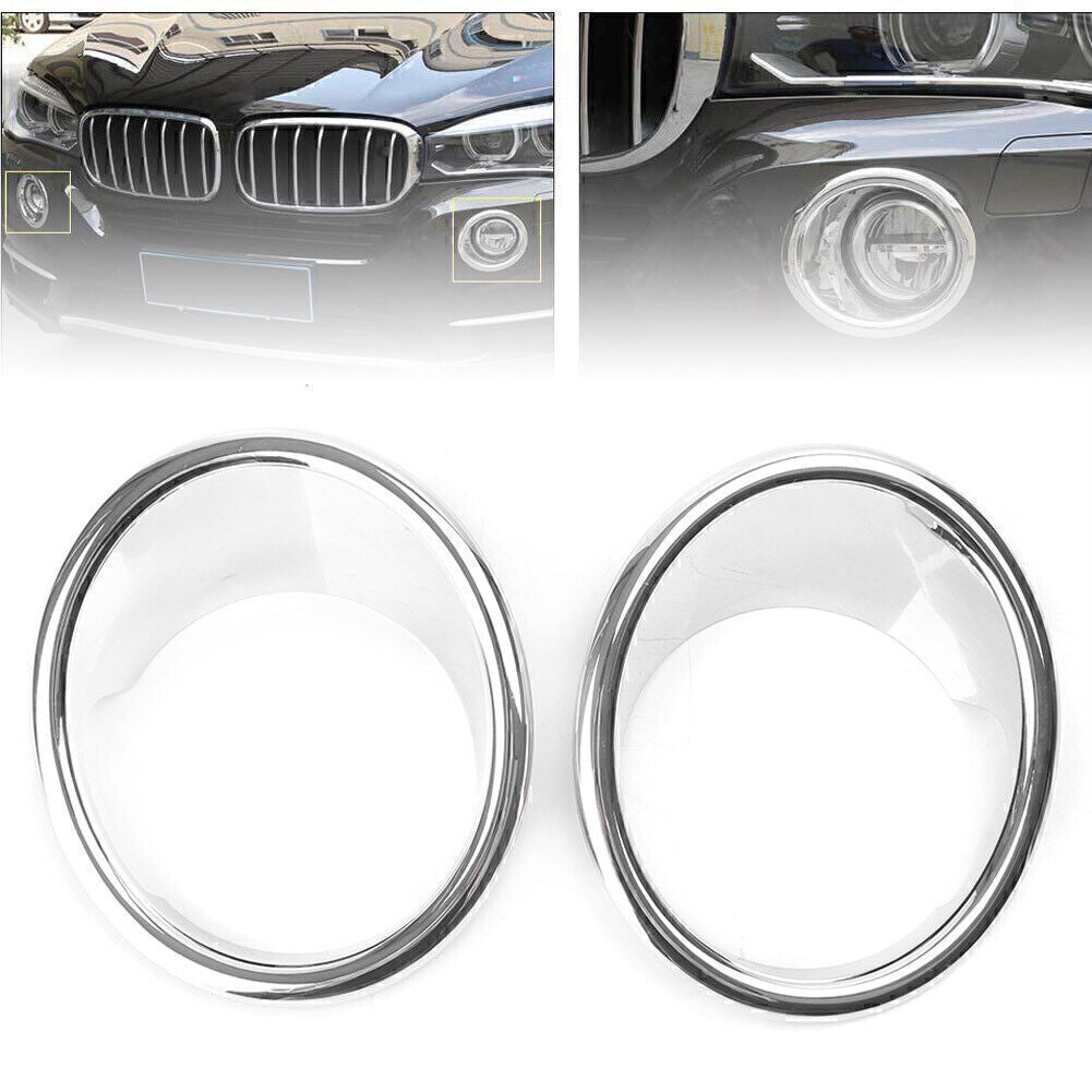 2x Chrome Front Fog Light Lamp Cover Trim For Fit for BMW X5 F15 2014-2018
