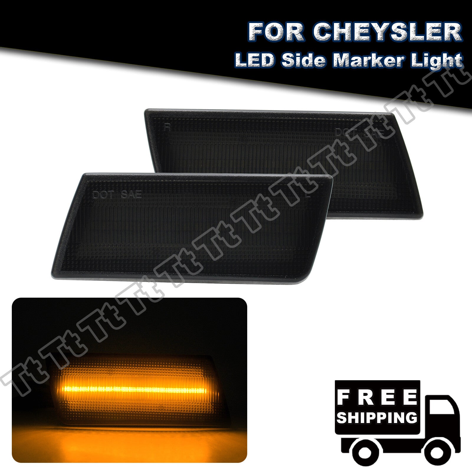 Smoked LED front bumper side marker lights in amber hue, suitable for 05-14 for Chrysler 300 300C 300S