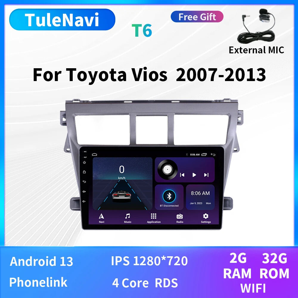 for Toyota VIOS Auto Video Player Multimedia Carplay Car Radio GPS Navigation 2k