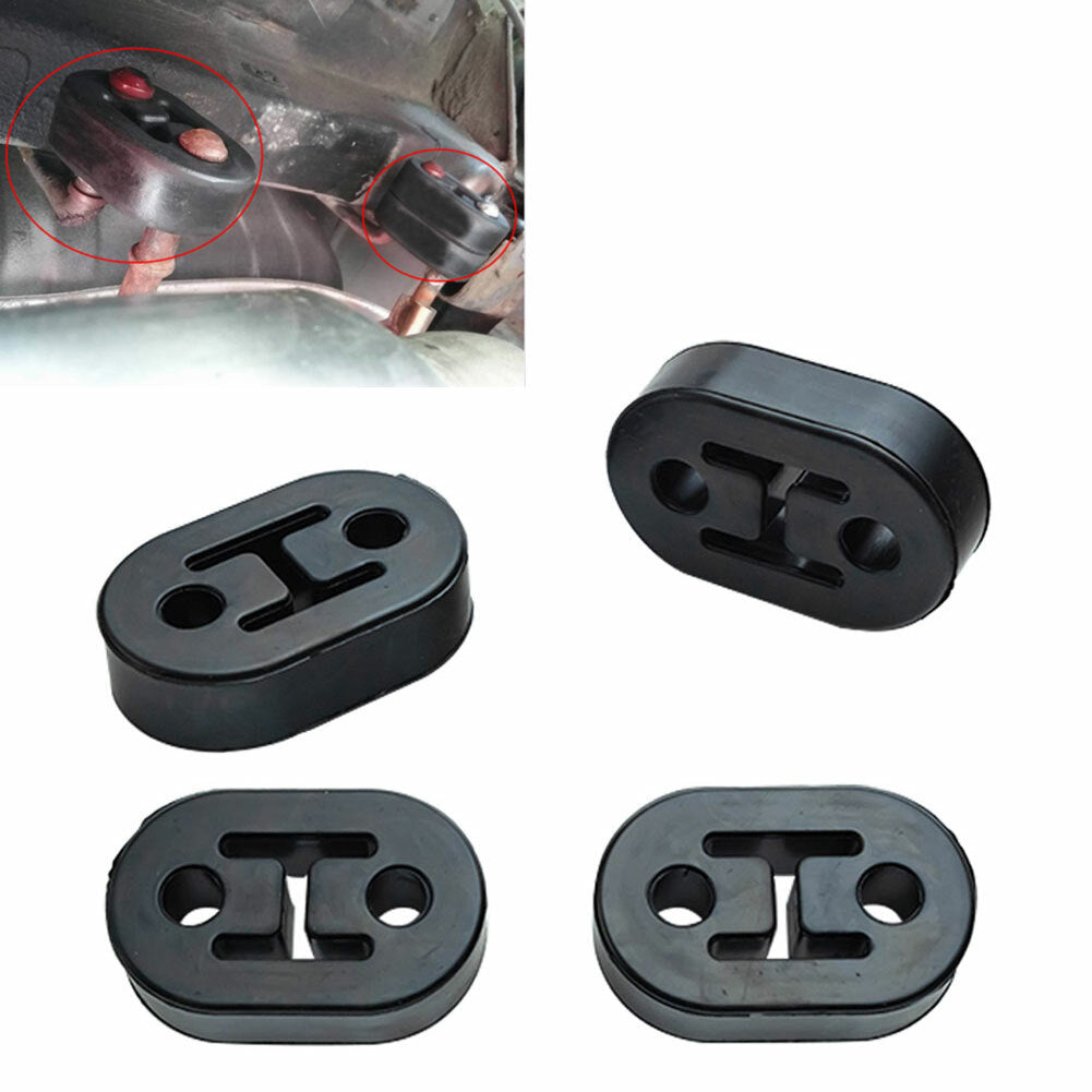 4Pcs Universal 2-Hole Car Exhaust Muffler Hangers Brackets Rubber Black