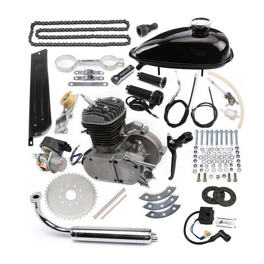 2-stroke 80cc engine and motor complete set suitable for push-type bicycles and motorcycles.