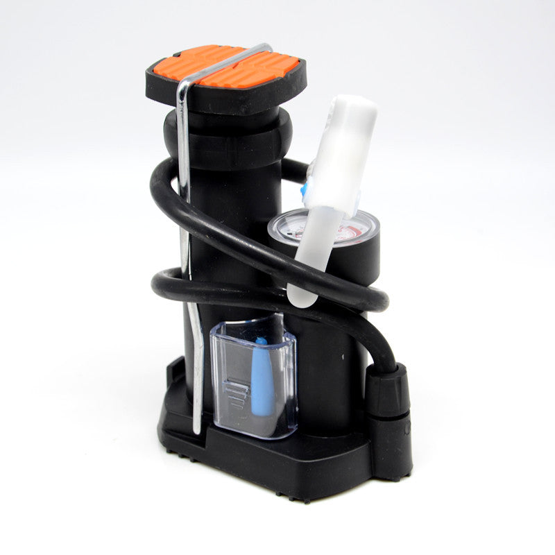 Motorcycle Foot Pedal Floor Pump Wheel Tire Tyre Inflator Pressure Gauge Tool