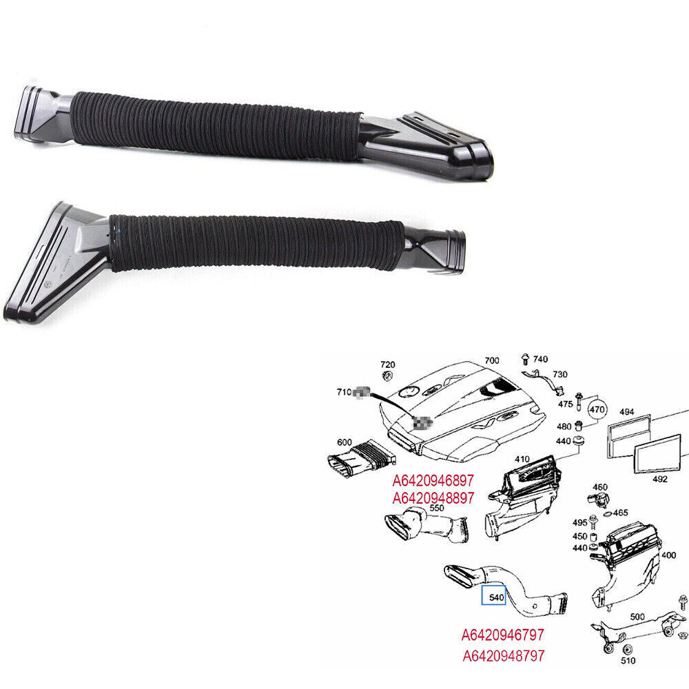 Two intake hoses are suitable for Mercedes-Benz W166, X166, and ML350 models.