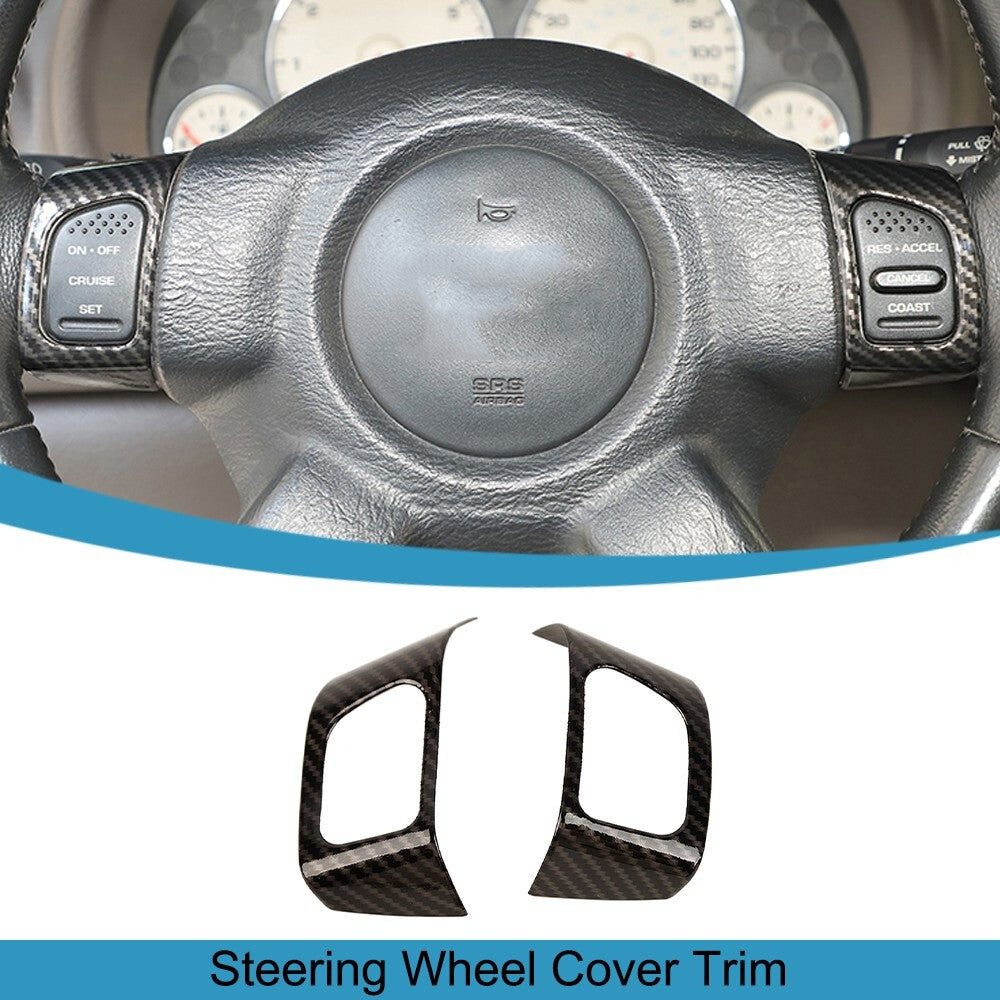 2¡Á Carbon Fiber ABS Steering Wheel Button Cover Trim for Jeep Liberty 1999-2007