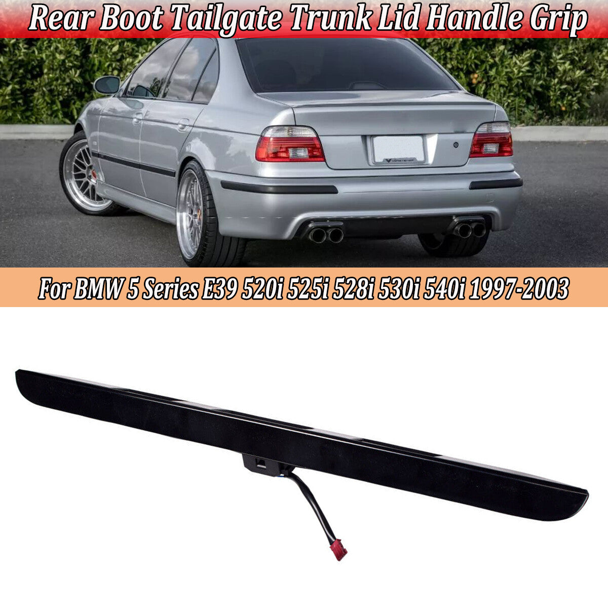 Boot-shaped trunk lid handle with key button for BMW 5 Series E39 51138185790